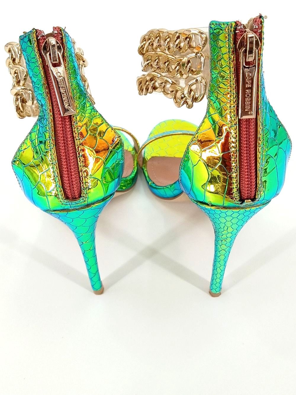 Cape Robbin Mermaidcore Iridescent Snake Print Chain Stiletto Heels Y2K Bratz 8 - Picture 5 of 11
